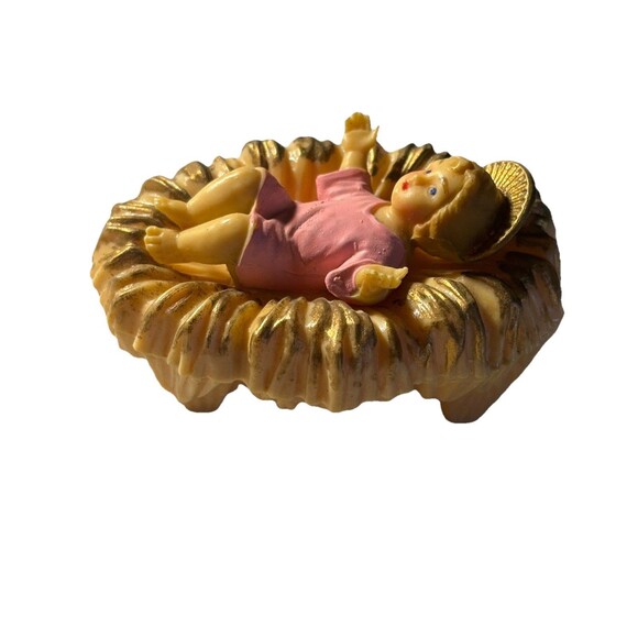 Vtg Nativity Baby Jesus Christmas Plastic Hong Kong 60's Christmas Holiday 2.5" - Picture 2 of 6